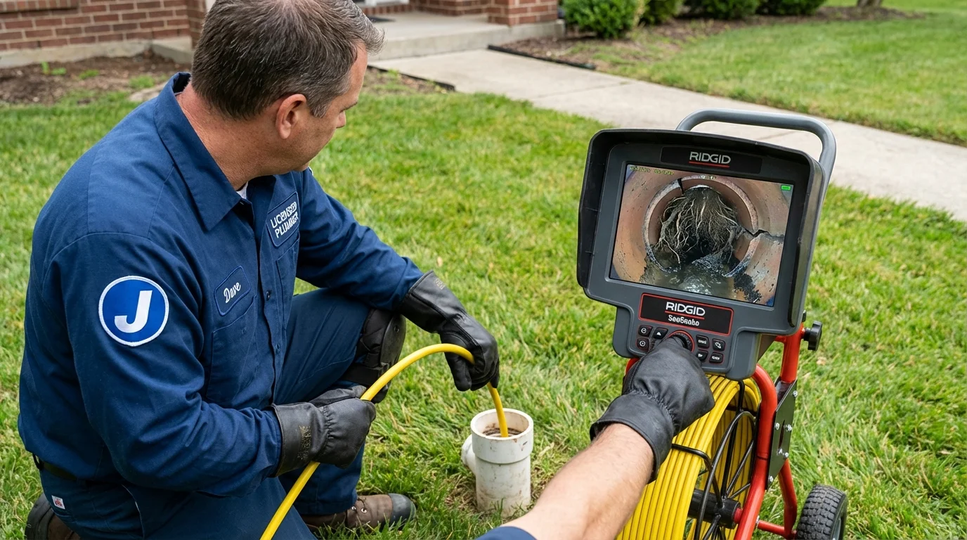 Sewer camera inspection being performed by Johns Plumbing LLC in Lyndhurst