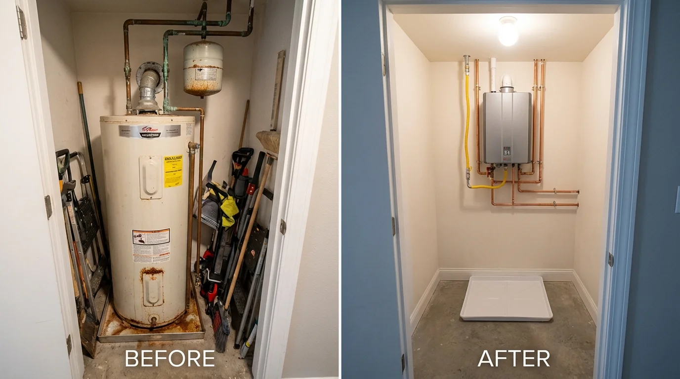 Tank water heater versus wall-mounted tankless unit comparison for Lyndhurst, NJ homeowners